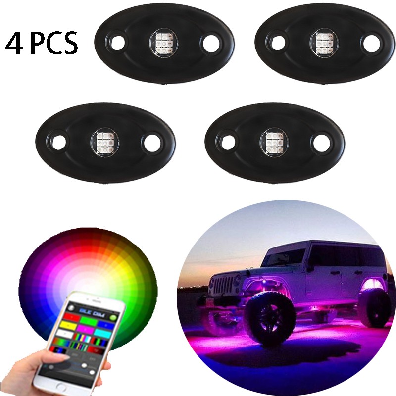 DC 12v Waterproof IP68 LED Rock Light Kits For Off Road Truck Car ATV SUV Under Body Glow Light Lamp Trail Fender Lighting 8