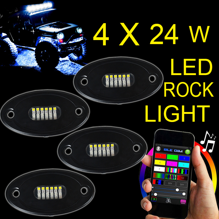 Kingshowstar - rgb led deck light /automotive led rock lights 24w color changing app controller led top level 24W rock light 8
