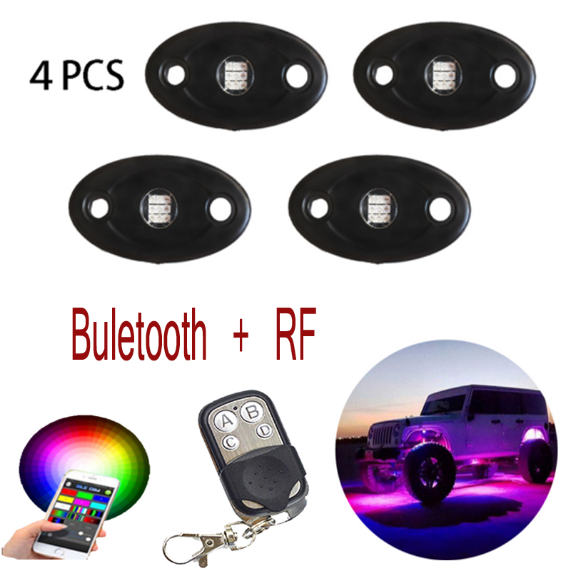 4 Pods RGB LED Rock Light APP RF Controller Offroad Truck RGB Led Rock Light 9