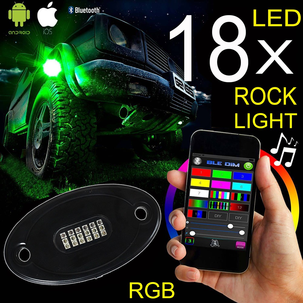Kingshowstar - IP68 mobile phone app control BT controller rgb led multi-color rock light 4 pods kit led top level 24W rock light 12