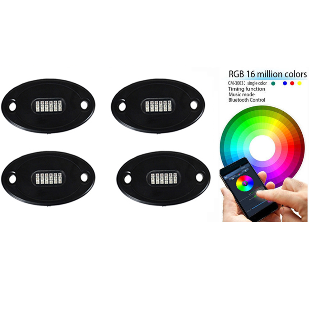 Kingshowstar - IP68 mobile phone app control BT controller rgb led multi-color rock light 4 pods kit led top level 24W rock light 10