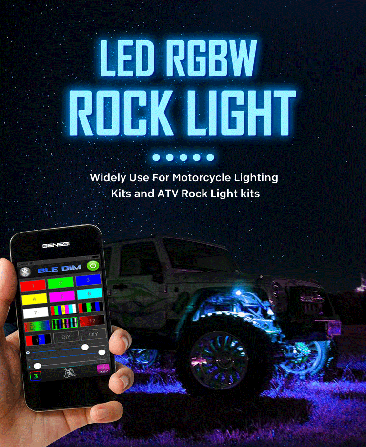 KingShowStar 4pods 8pods Blue-Tooth Control 4x4 offroad rgbw rock lamp off road truck RGBW led rock lights for Wrangler jk 8