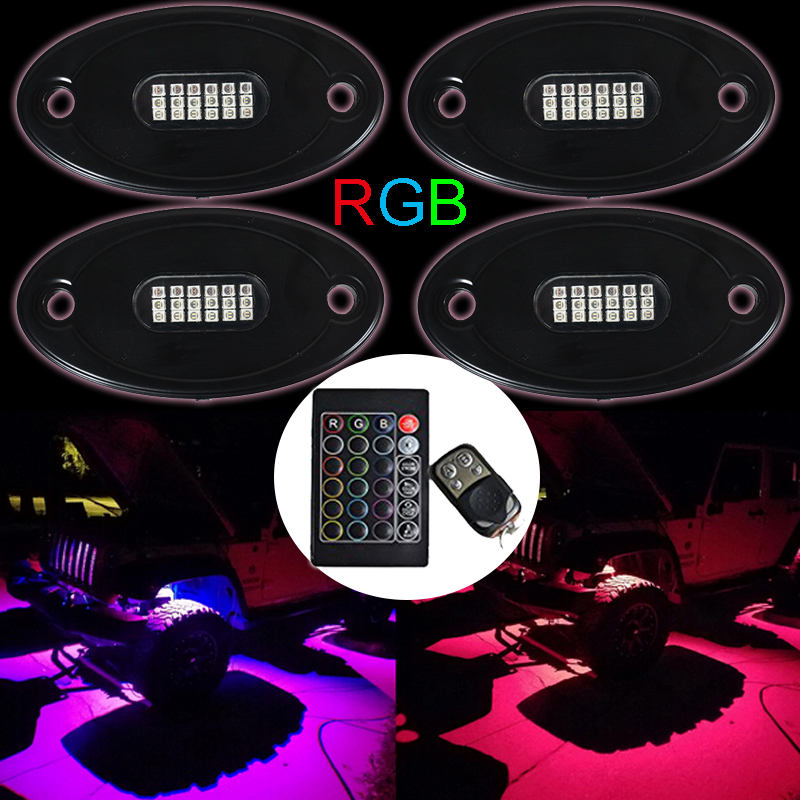 Pro Kit Multicolor 4PCS RGB Rock Lights For Atv Wrangler Jk Tj WJ XJ MJ or Trucks 10