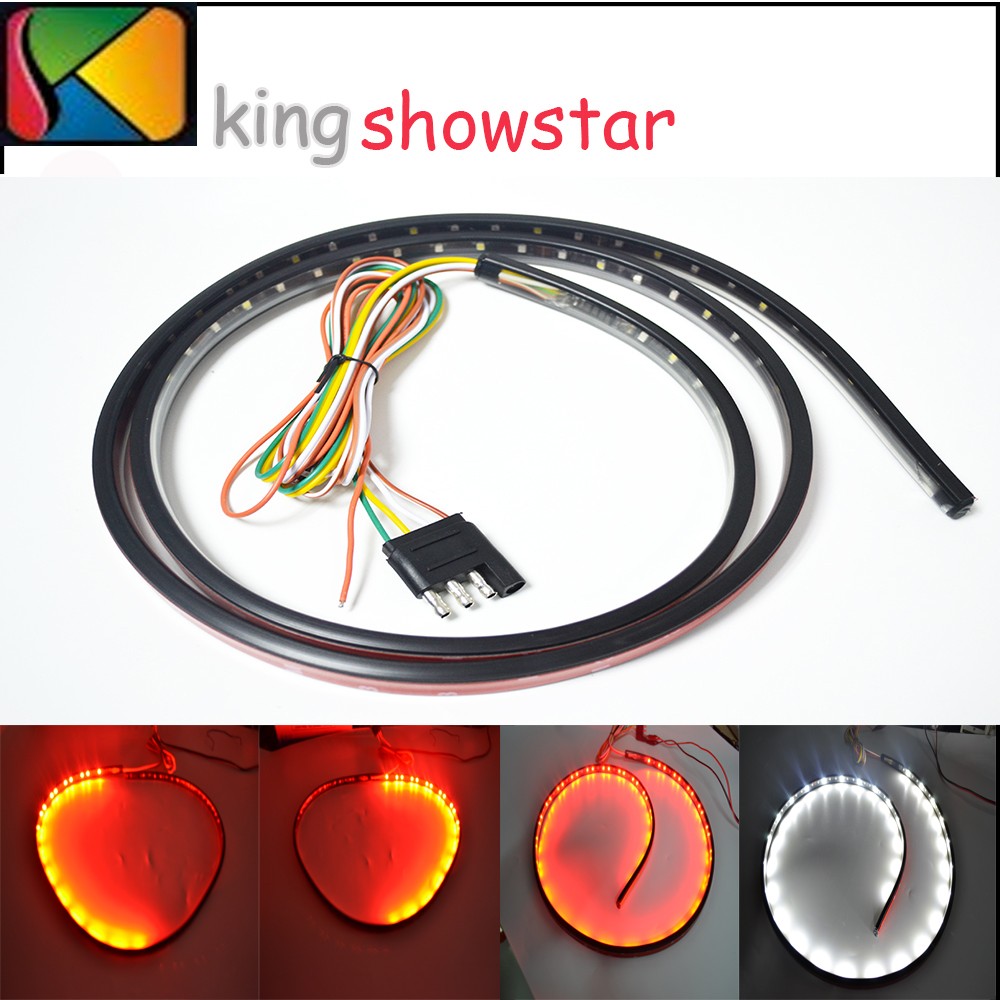 Kingshowstar - 60 inch Waterproof sequential Tailgate Light Bar Running Turn Signal Brake Tail light Strip With Red Reverse White & Amber led auto tailgate light 10