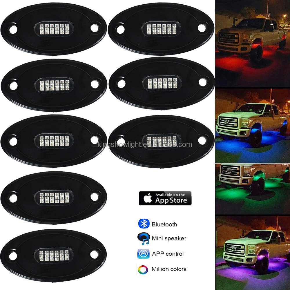 4pcs RGB LED Rock Lights Wireless APP Controlled Music Flashing For Offroad Boat Truck under car light ATV Motorcycle 12