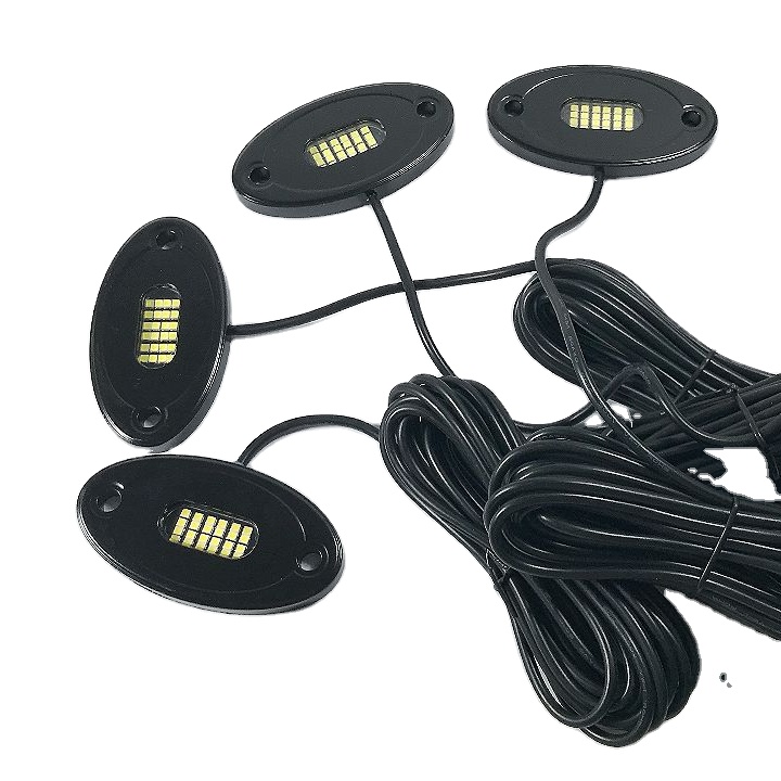 4Pods 24w Led Rock Light Kit White Waterproof LED Neon Underglow Light for Car Truck ATV UTV SUV Offroad Boat 8