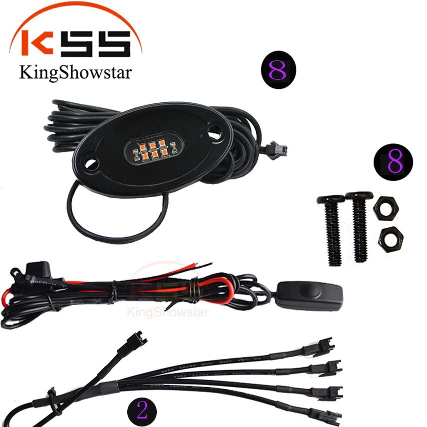 Hot selling IP68 Single color 8pc LED Rock Light UV Black Light LED UV LED Black Light 9