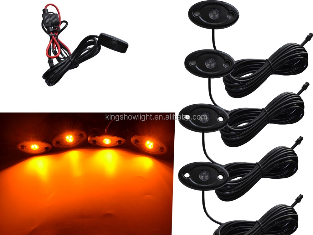 Kingshowstar - 4PCS LED Orange Rock Light ATV Off-Road Truck Golf Under Body Trail Rig Lamp LED Rock Lights led normal 9W/12W rock light 7