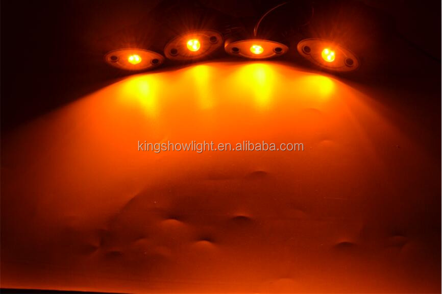 Kingshowstar - 4PCS LED Orange Rock Light ATV Off-Road Truck Golf Under Body Trail Rig Lamp LED Rock Lights led normal 9W/12W rock light 9