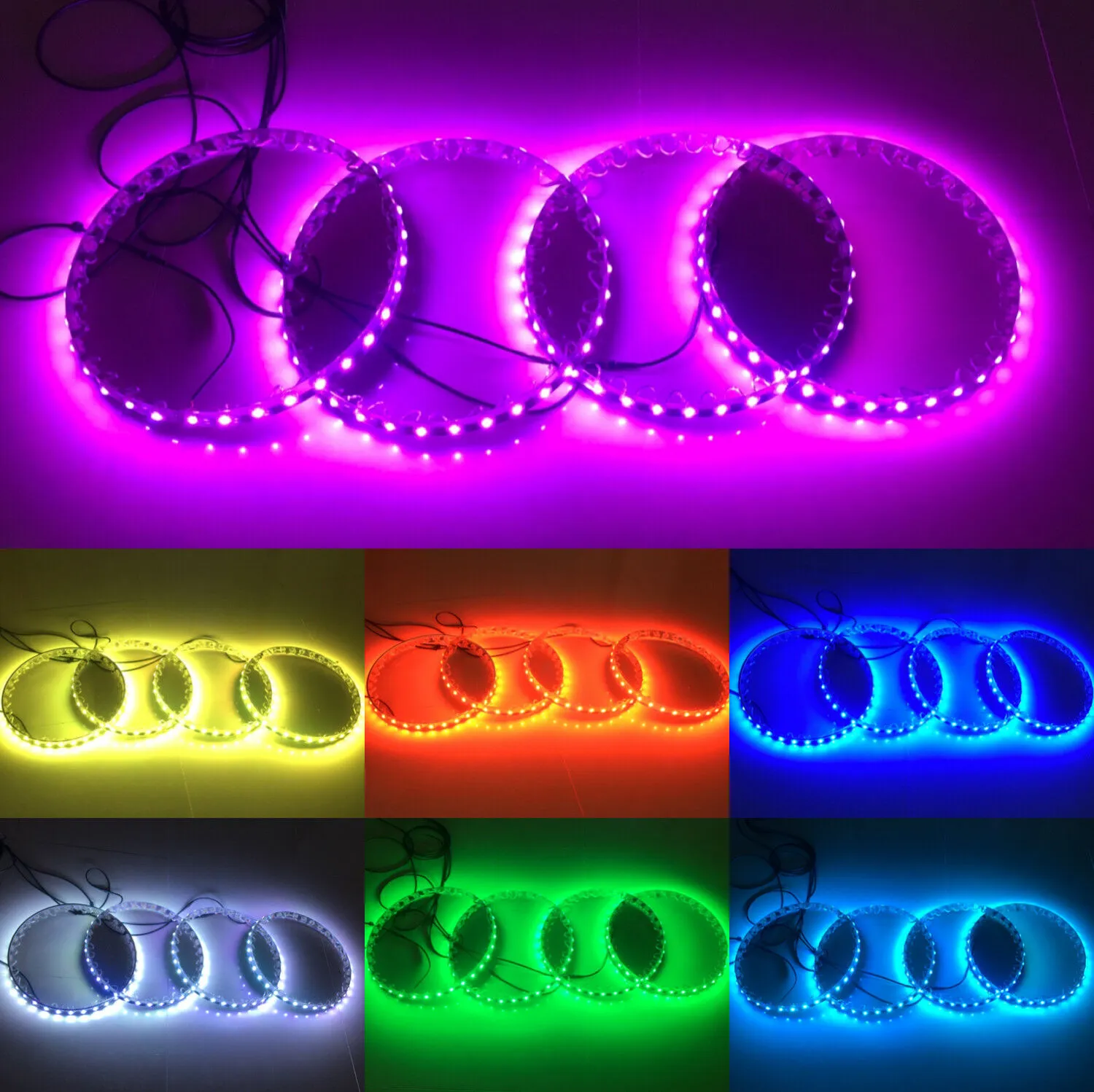 New Car Color Chasing 15.5 RGB LED Wheel Rings Rim Multi color Light Kit with Blue-tooth Rim lights 1