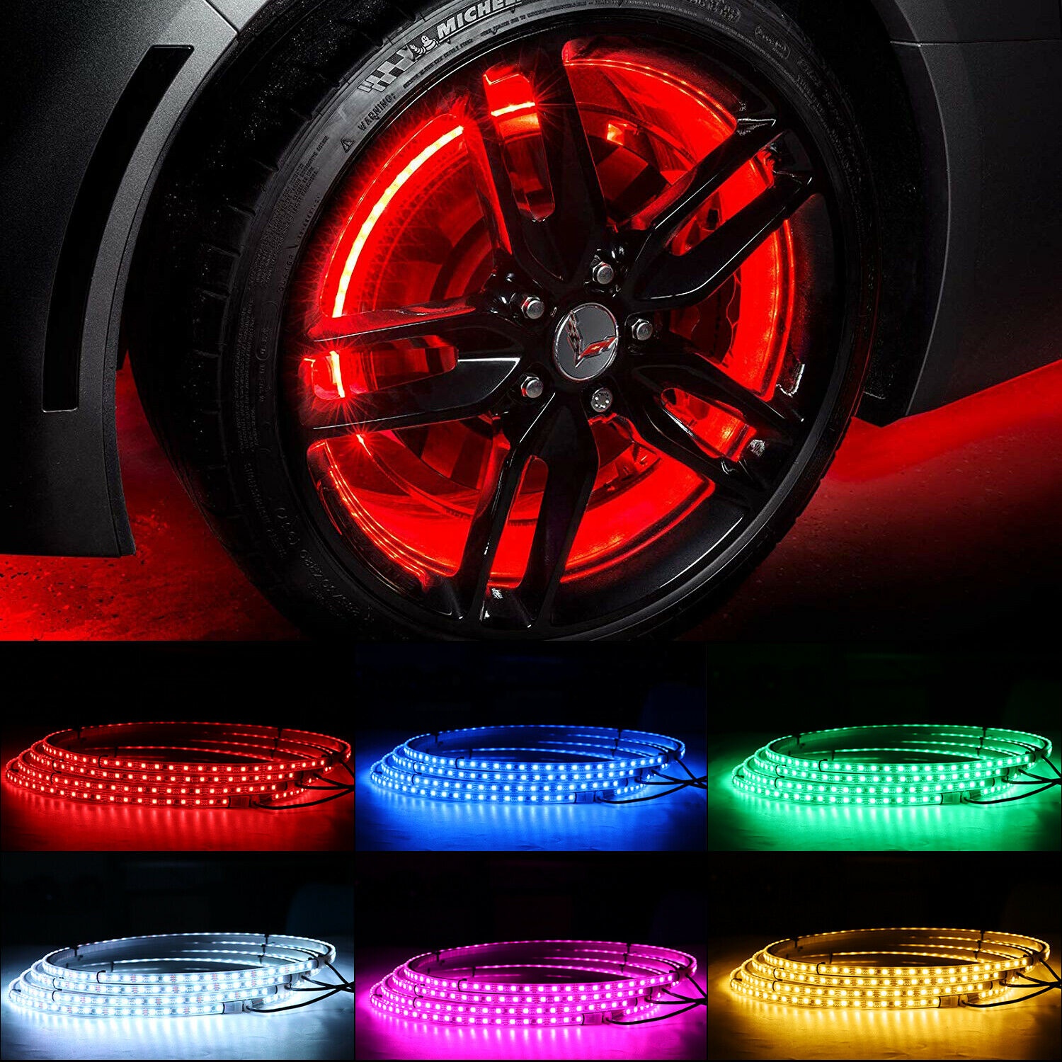 Kingshowstar - 17.5 inch rgb car tire wheel light 312 LED Dream Colors led wheels lights Blue-tooth Rim Lights For Truck led wheel light 16