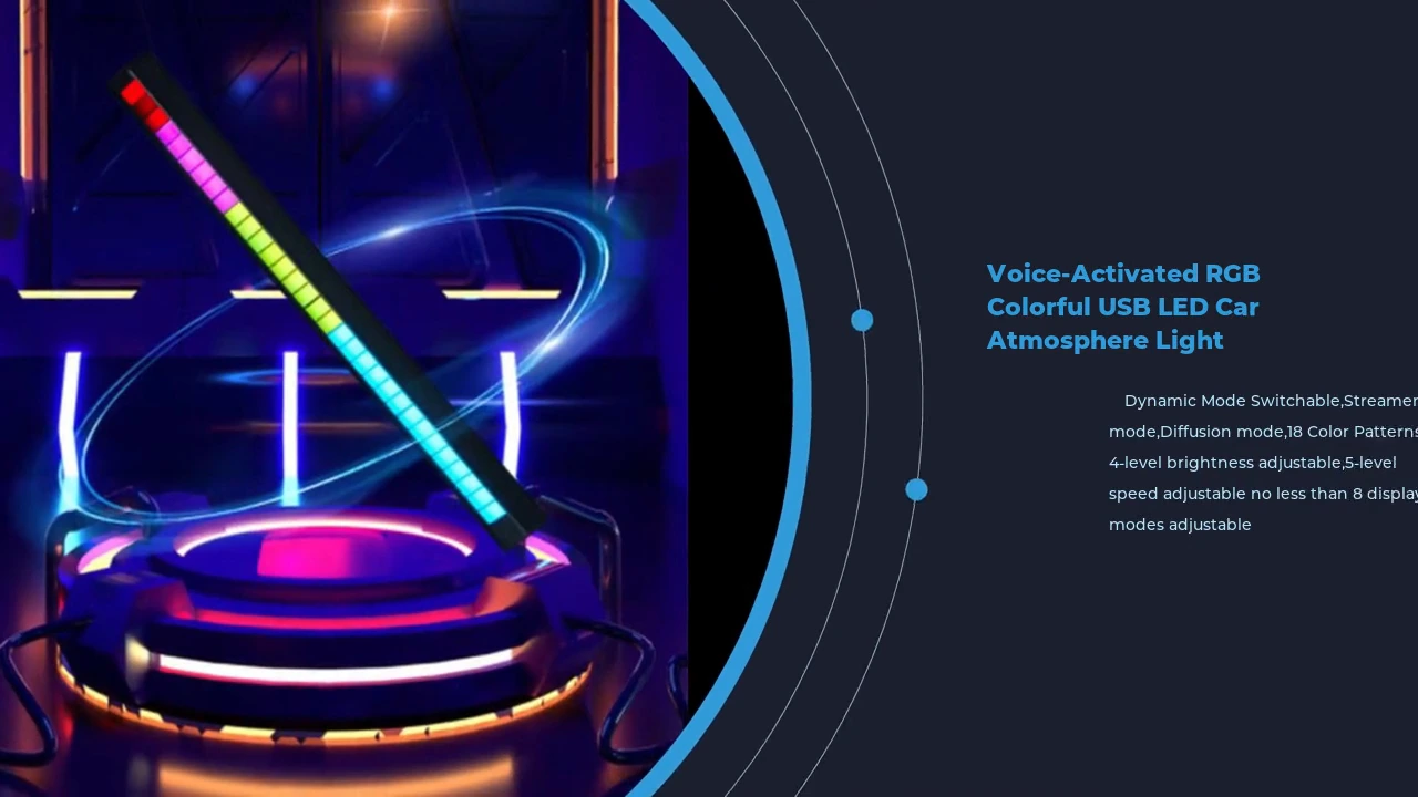 Kingshowstar - RGB Sound Controlled Music Level Light, USB Voice-activa 32 Bit Music Level Light Bar LED Sound Control Pickup Rhythm Lights Led automotive light 1