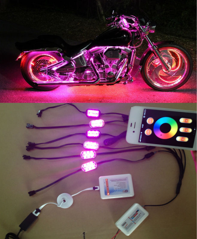 Kingshowstar - iOS Android iPhone App WiFi Control LED Motorcycle 6 Strip LED Accent Light Kit CE Rohs new product 15