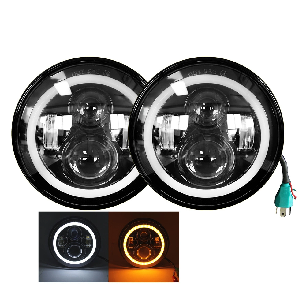 Wholesale 2pcs 100W 7'' 4X4 LED RGB IP67 Turn Signal Truck Offroad Car Led Headlight DRL Led Headlights With Amber Tuming 1