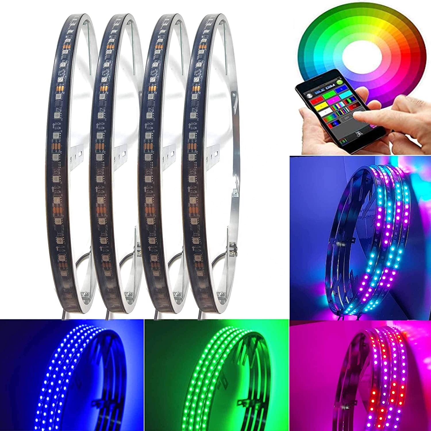 8 Pods RGBW LED Rock Lights - Multicolor Underglow Neon Light Kit with Blue-tooth Controller, Music Mode1 24
