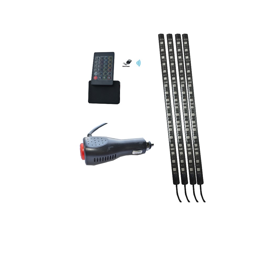 Kingshowstar - 4pc72led auto car Underglow led light Kit LED RGB Lights with double remote led auto interior underbody light 6
