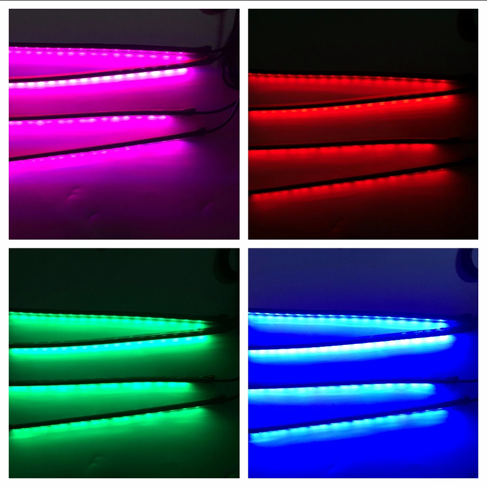 Kingshowstar - 4pc72led auto car Underglow led light Kit LED RGB Lights with double remote led auto interior underbody light 8