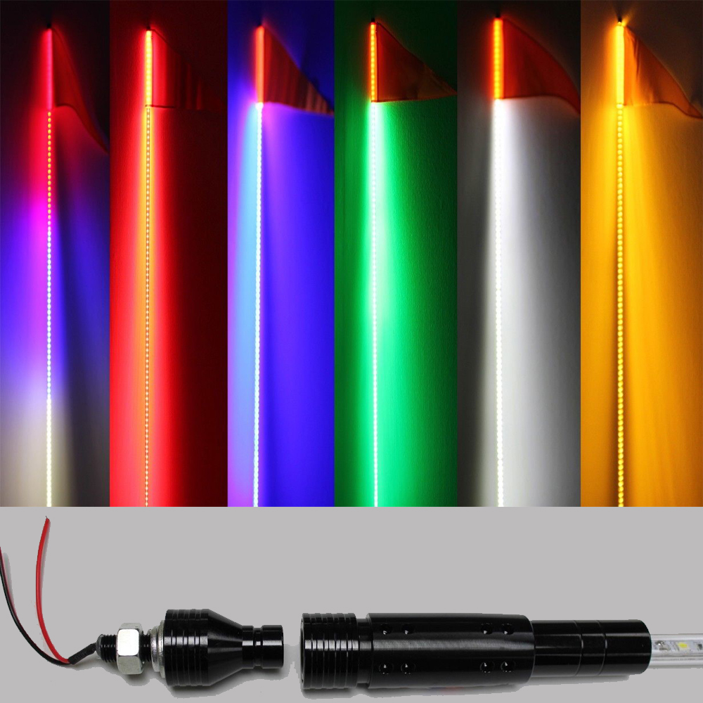 Kingshowstar - 2pcs 5ft Blue-tooth Controlled RGB LED Whip Lights Flag Antenna for UTV ATV 4WD led whip light 18