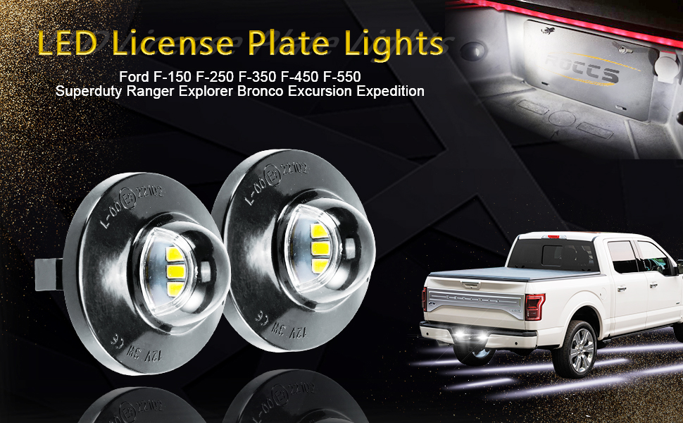 Kingshowstar - LED License Plate Light Lamp Assembly Replacement For Ford F-150 F-250 F-350 F-450 F-550 Superduty Ranger Explorer Bronco Excurs Led automotive light 10