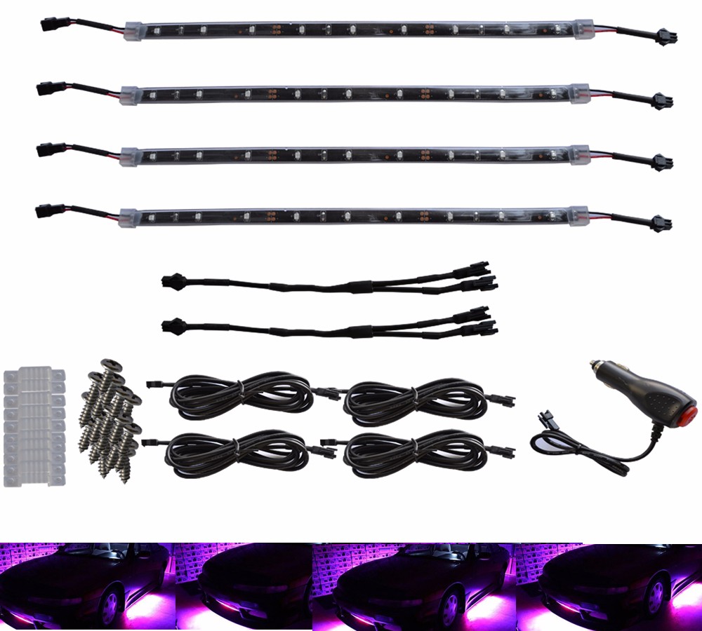 Kingshowstar - 4pc Car Under Body Interior Truck Bed Neon Pink 36 LED Lighting Light Kit led auto interior underbody light 10