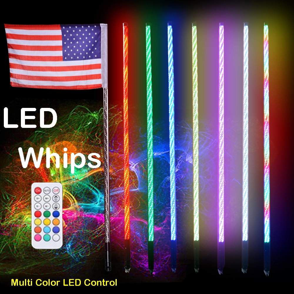 Pairs remote control safety mining buggy whip 3/4/5/6 feet led whip antennas flag light for atv utv buggy rzr offroad car 1