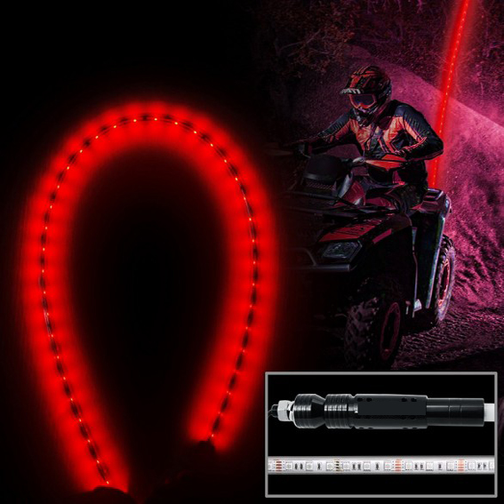 4 feet ATV UTV Led light bulb whip with flag Quick Release 7