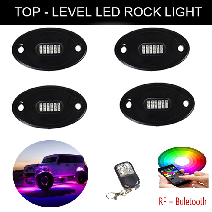 Kingshowstar - 2PCS 4feet RGB Brightest Whip Light+4POD Rock Light Blue-tooth control led whip light 12