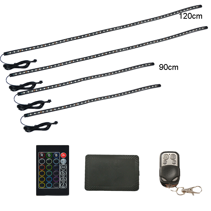 Kingshowstar - New Remote RGB 18 Colors Control SMD 5050 *4 pcs Car lighting under LED foot atmosphere Ambient Floor light led auto interior underbody light 9