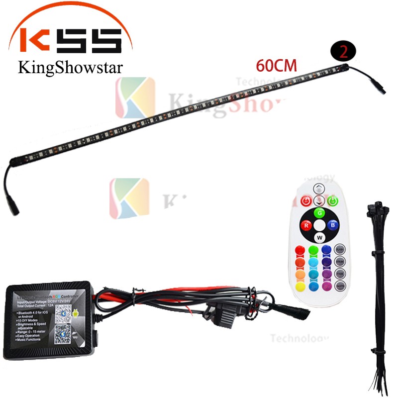 Kingshowstar - Car LED Strip Light,2pcs DC 12V app Car Interior Lighting with Sound Active Function and Wireless Remote Control Led automotive light 13