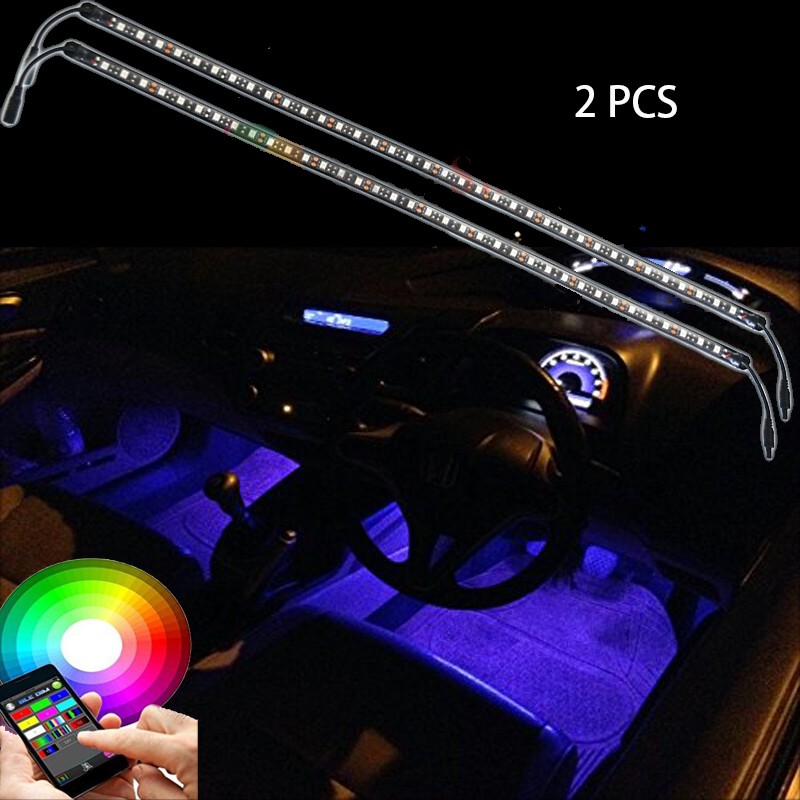 Kingshowstar - Car LED Strip Light,2pcs DC 12V app Car Interior Lighting with Sound Active Function and Wireless Remote Control Led automotive light 11