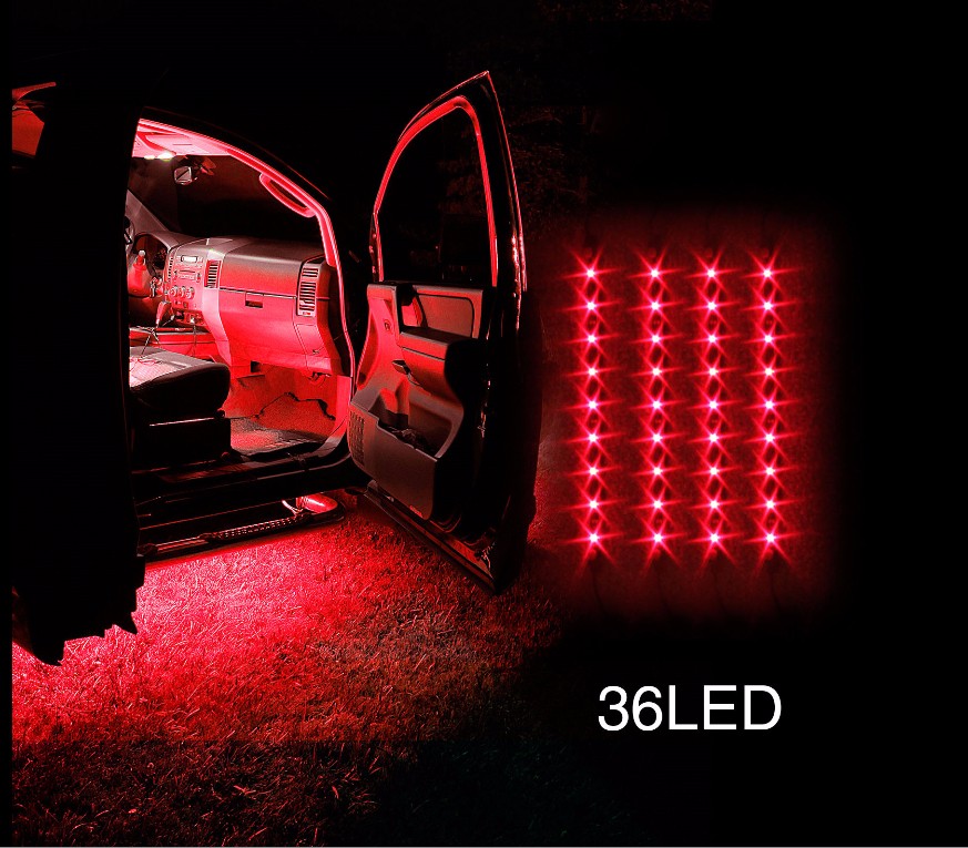 KingShow Car decorations Red 4xSlim kit led Light 12