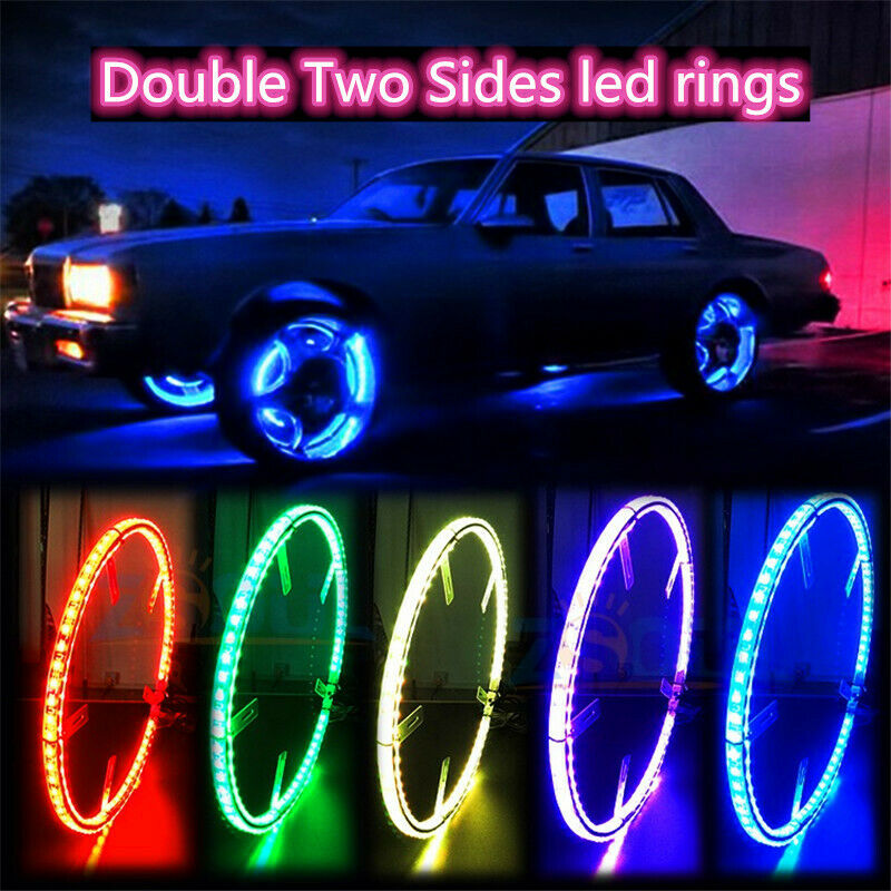 Kingshowstar - 17''Dual Row High Brightness illuminated LED Wheel Rings APP Control RGB Rim Light RGB led dream color wheel light light 8