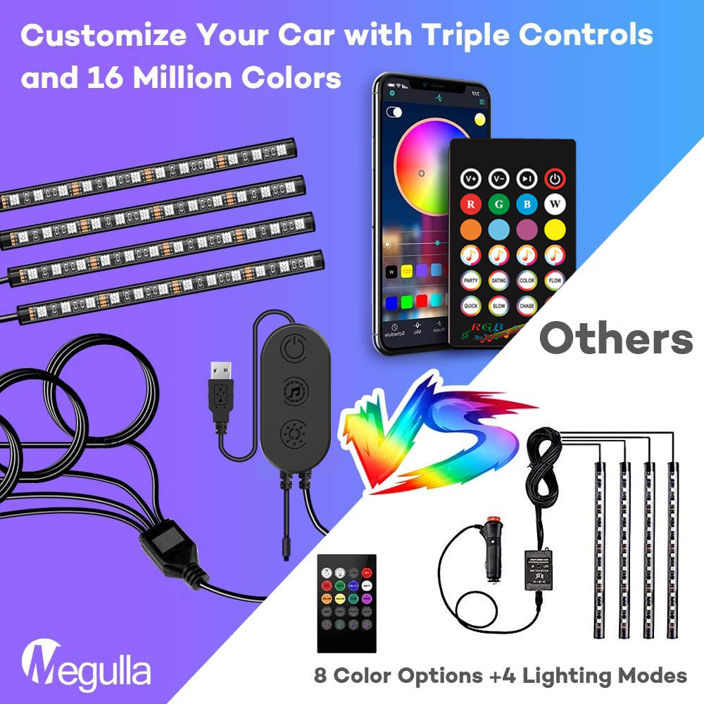 Rgb Interior Car Strip Lights Led Set Car Interior Lighting Car Atmosphere Light 10