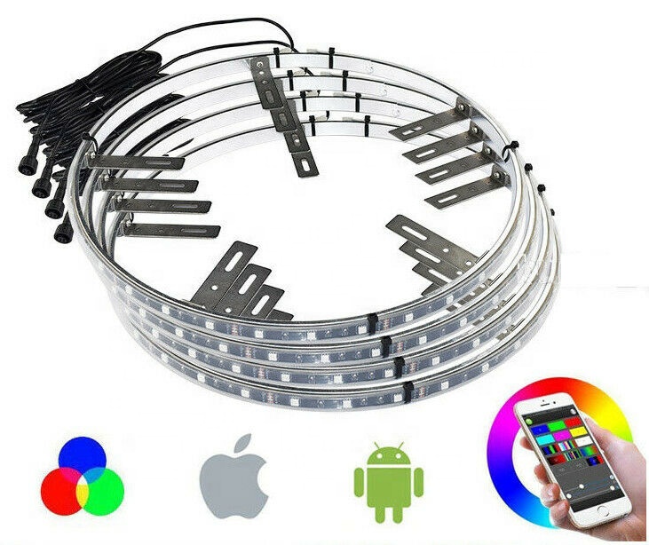 Smart Phone App Controlled Rgb Car Led Wheel Light 8