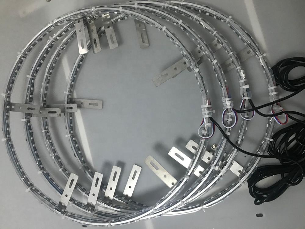 Kingshowstar - 17.5 Double Row Wheel Rims Lights 624LEDs Color Chasing Strobe Rings Blue-tooth APP Ctrl RGB led dream color wheel light light 20