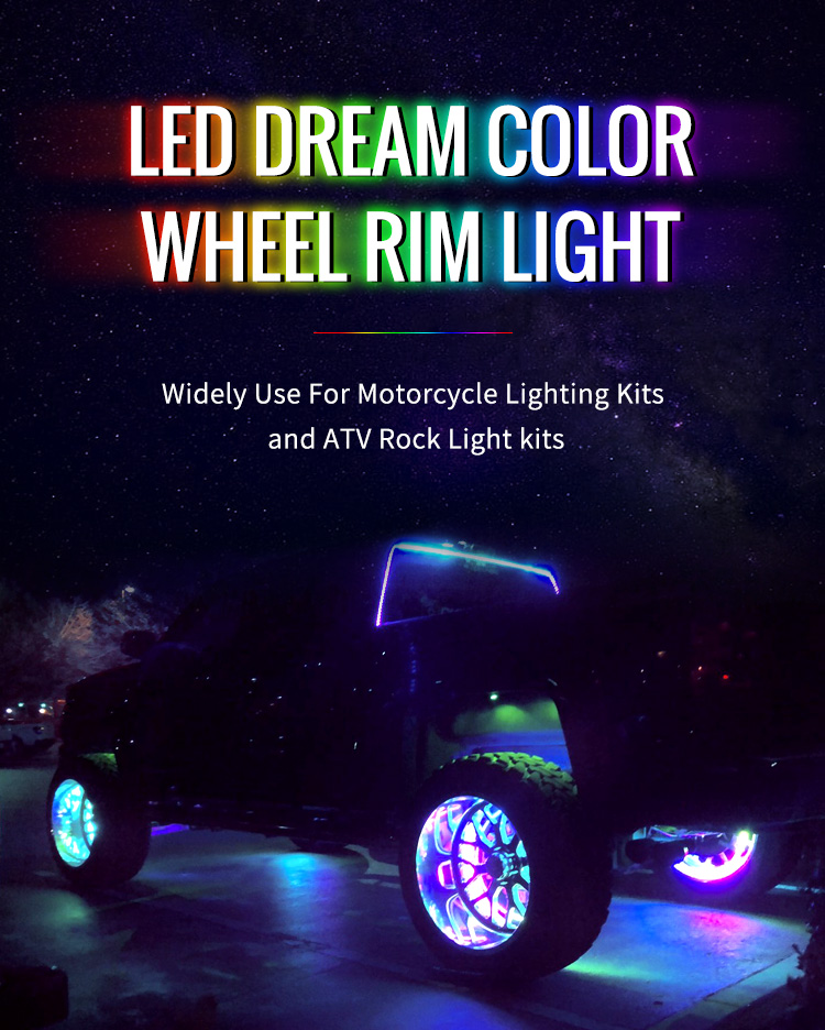 Factory Wholesale Price 4pc IP68 Waterproof RGB Brightest Ring Led Car Wheel Lights 8