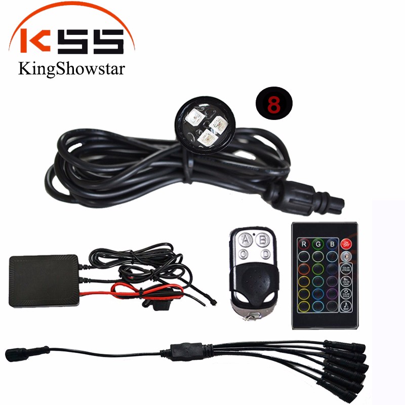 yacht 8pcs LED 9W Drain Plug Light Underwater Fishing Boat Lamp with TWO Remote 9