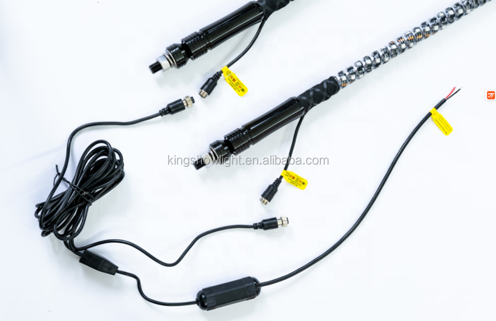 Kingshowstar - NEW 3ft Lighted Spiral LED Whip Light Antenna With Flag for ATV Polaris RZR UTV led whip light 16