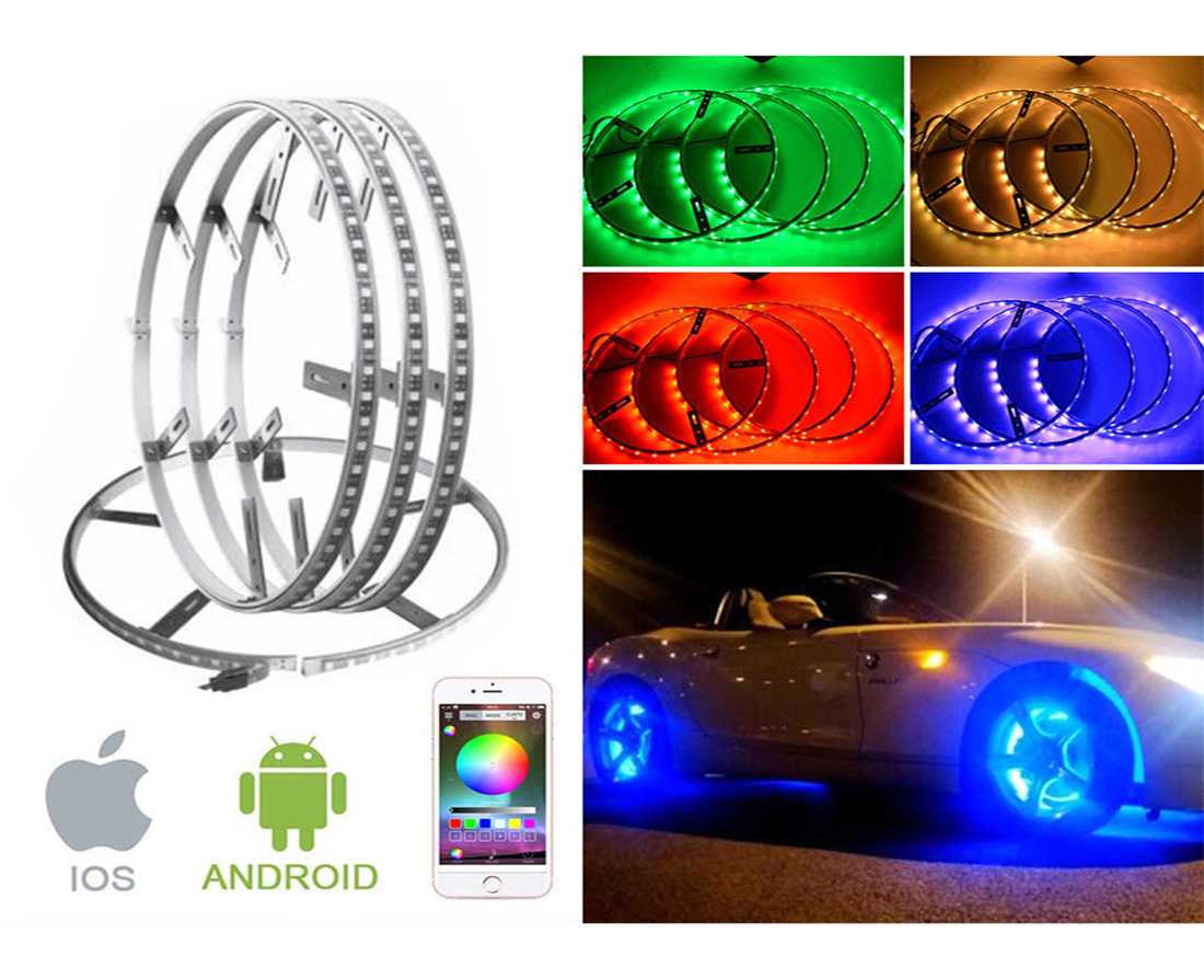 Wholesale Factory Price 4pc IP68 RGB Brightest Ring Led Car Wheel Lights Waterproof 10