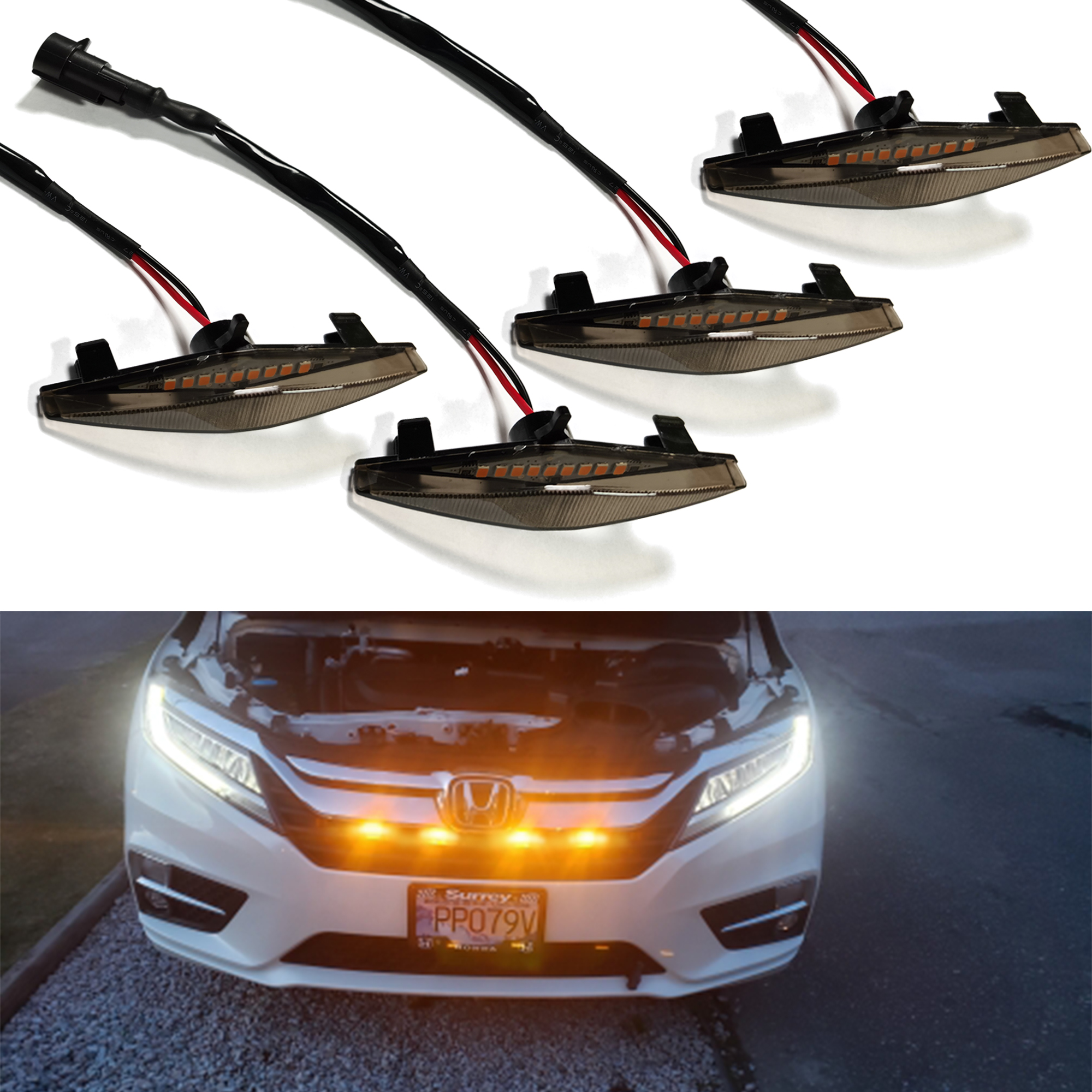 12v Car Led Grille Light Diamond Shape Amber Grille Lights for Toyota 4 Runner TRD 8