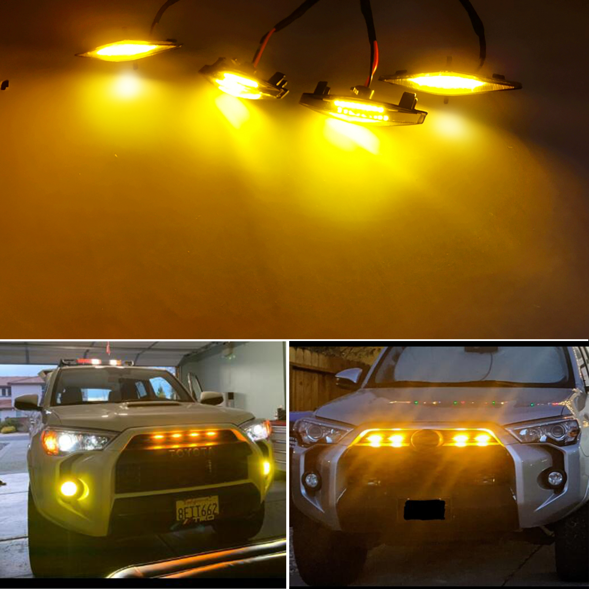 12v Car Led Grille Light Diamond Shape Amber Grille Lights for Toyota 4 Runner TRD 12