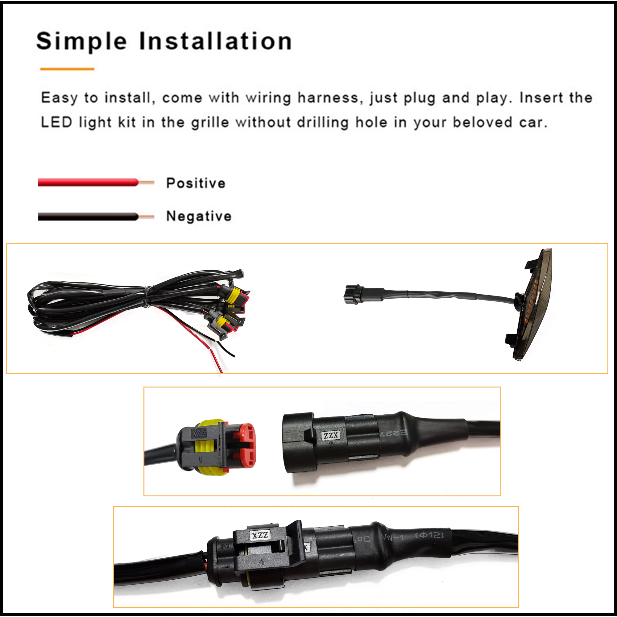 12v Car Led Grille Light Diamond Shape Amber Grille Lights for Toyota 4 Runner TRD 18