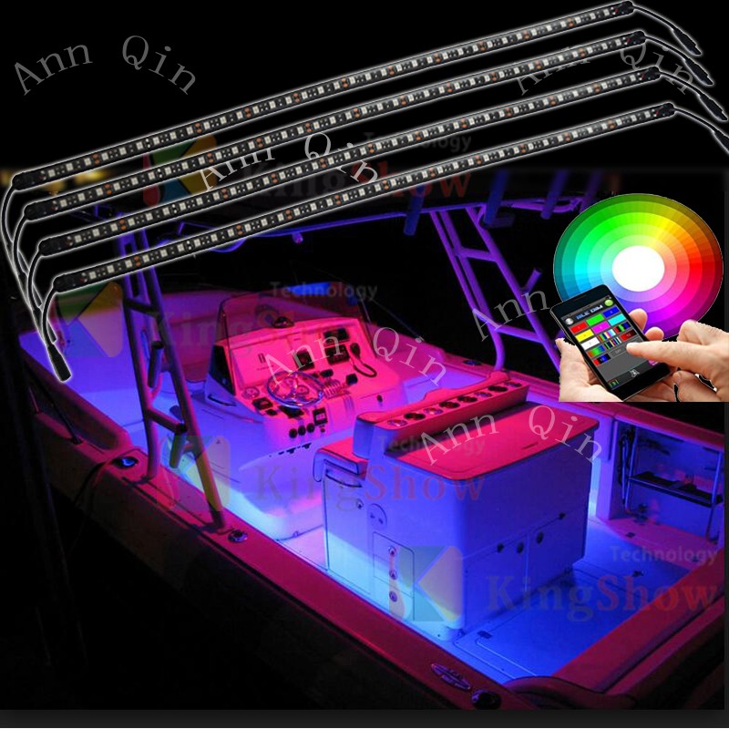 12 Volt Waterproof LED Strip Boat Lights 4x24inch Wholesale Single Color Led Marine Strip Light 15