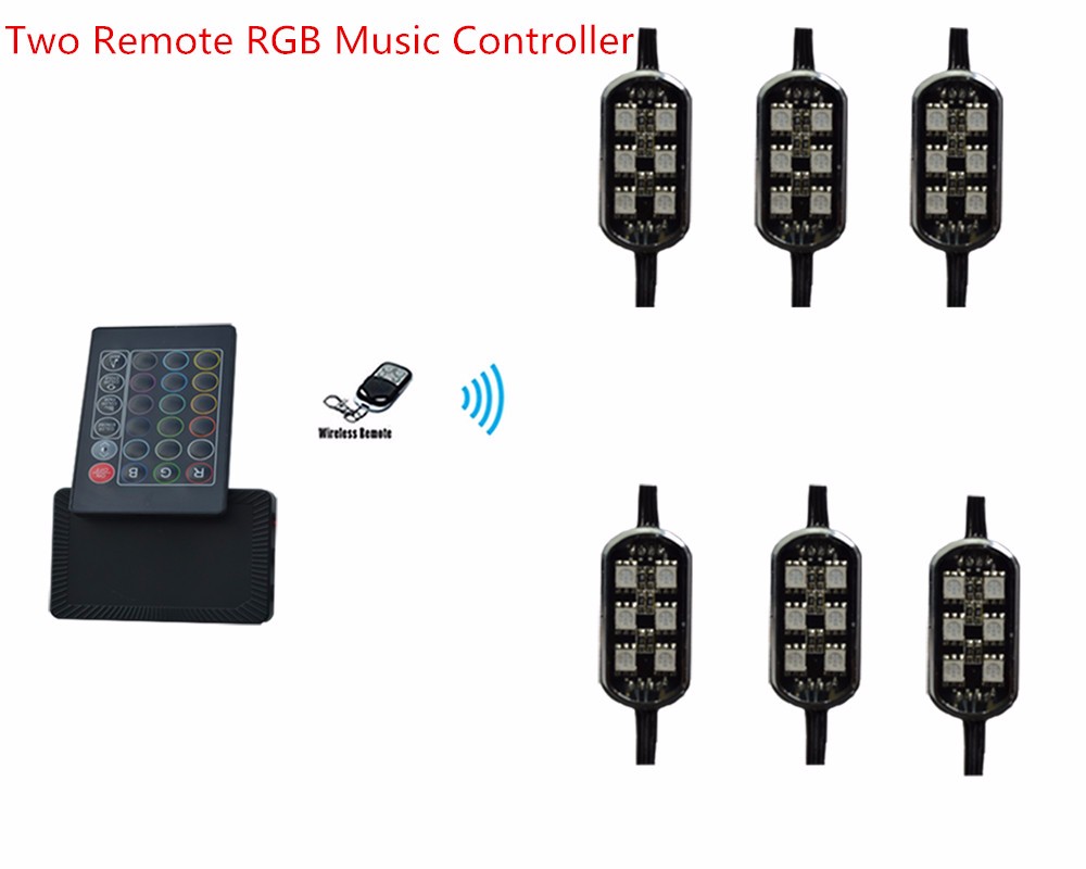 6Pc Pod Premier Million Color Motorcycle Underglow Neon LED Accent Light Kit with TWO remote music controller 8