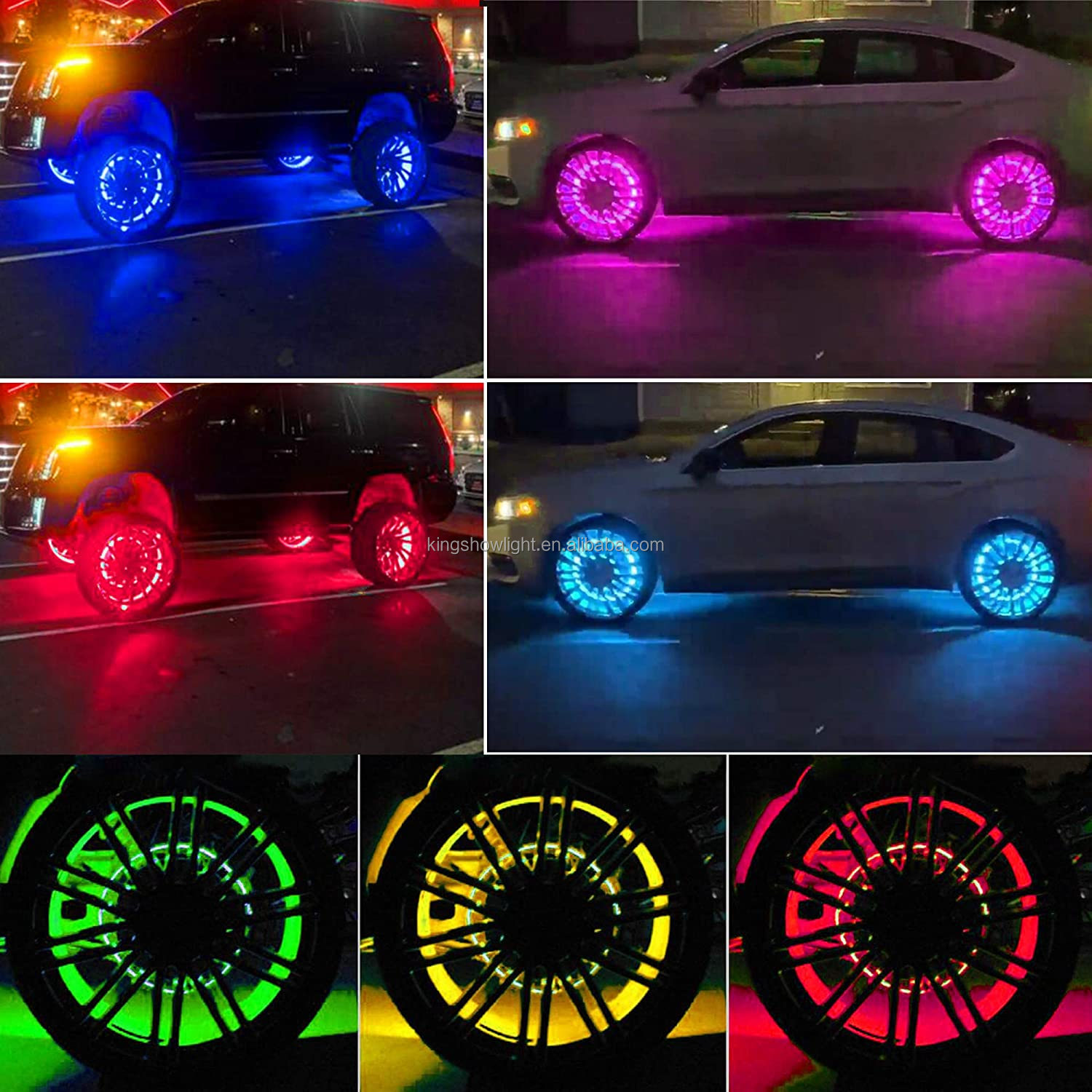 RGBW Color 17 Inch IP68 LED Illuminated Wheel Ring Rim Light Kit With Brake And Turn Signal Function For Off road Truck 18