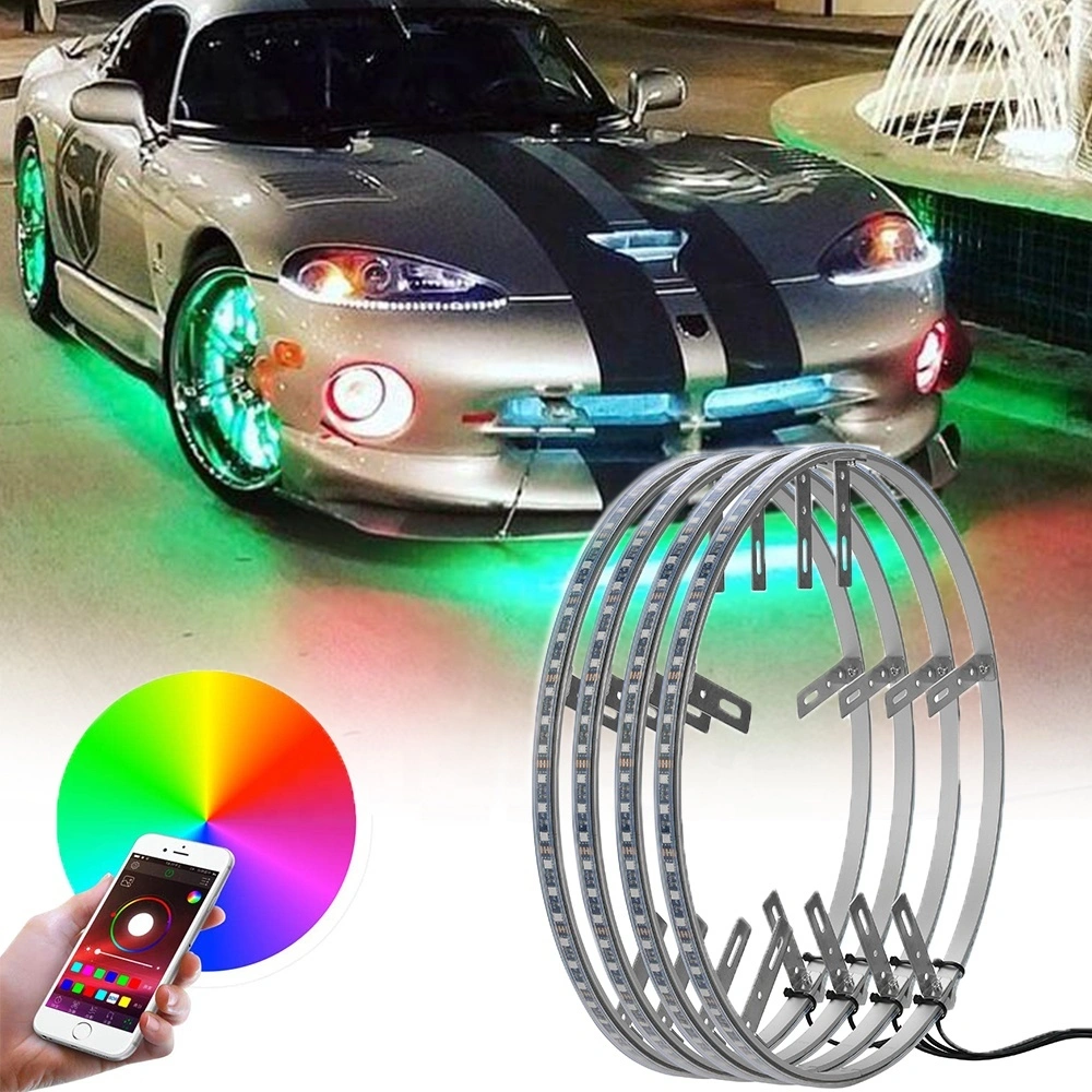 Kingshowstar - Factory Directly Color Chasing Truck Aluminum Led Wheel Ring Light Kit For Car Wheels RGB led dream color wheel light light 1