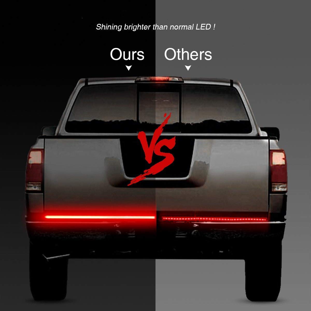 60 Inch Red Double Row LED Flexible Strip Running Turn Signal Brake Reverse Tailgate Light Bar 16
