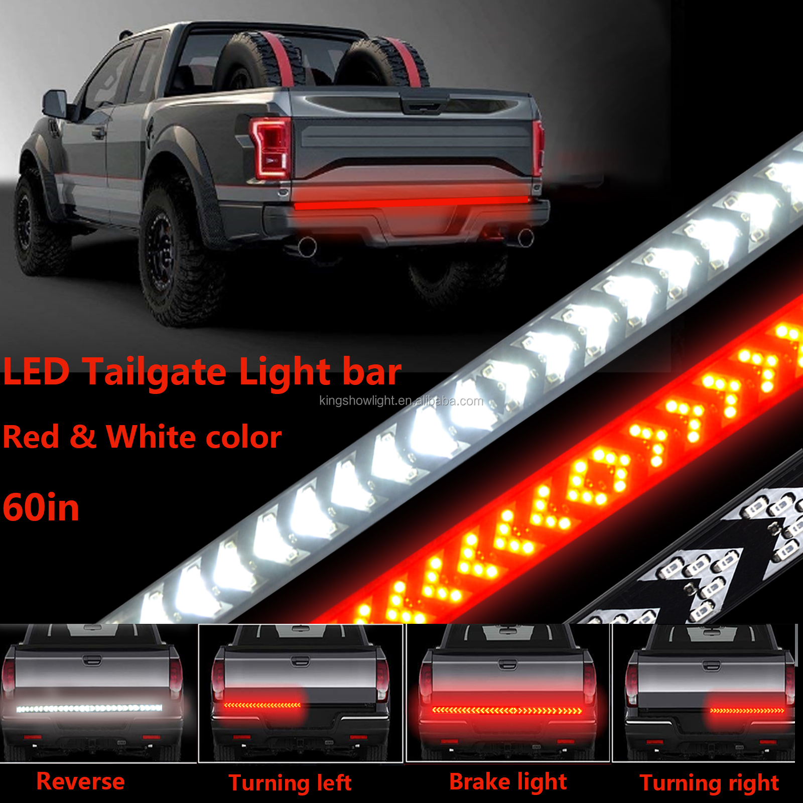 Kingshowstar - Full Function Reverse Brake Running Sequential Amber Turn Signal LED Tailgate Light Bar for Trucks SUV Trailer led auto tailgate light 10