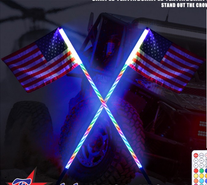Kingshowstar - Spiral Super bright dream LED whip flag with Quick disconnect antenna light for ATV/UTV led whip light 20