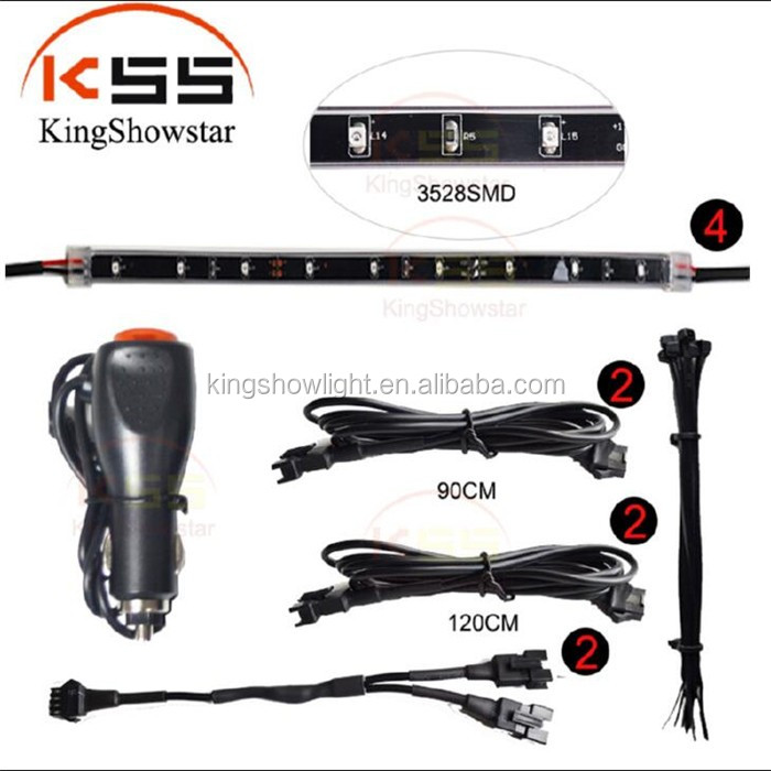 Kingshowstar - 4x 9LED Remote Control Colorful RGB Car Interior Floor Atmosphere Light Strip led auto interior underbody light 5